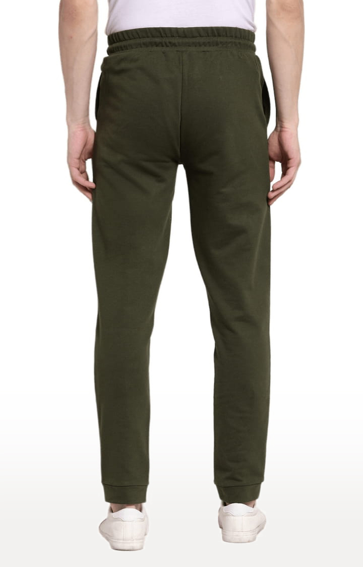 Men's Olive Green Cotton Solid Casual Joggers