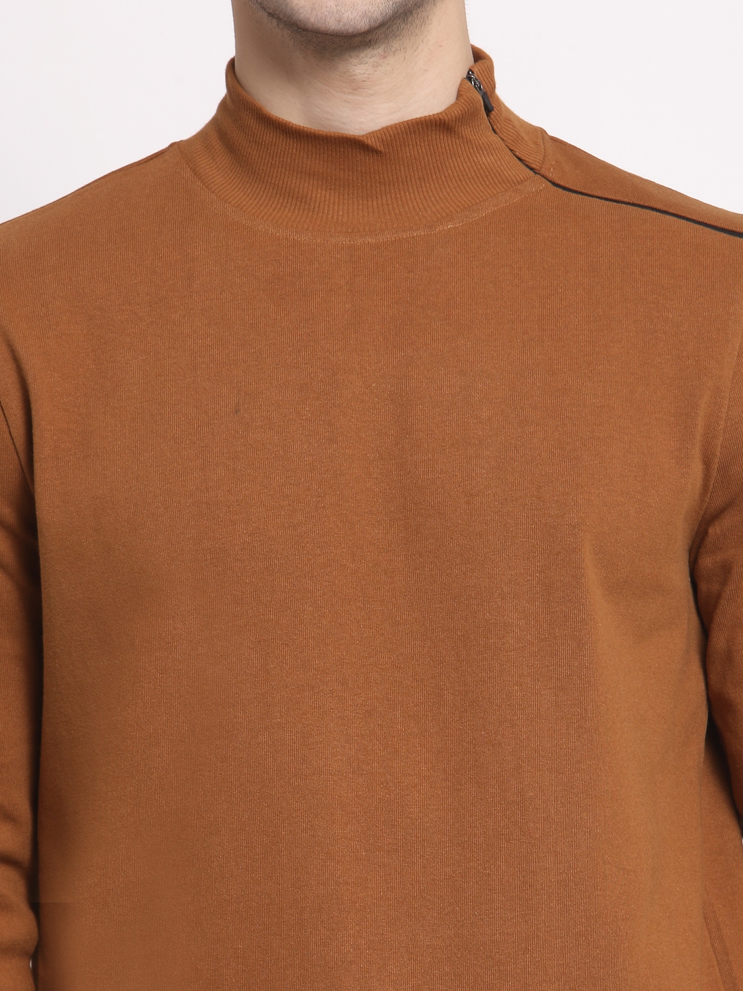 YOONOY | Men's Brown Cotton Solid Sweatshirts 4