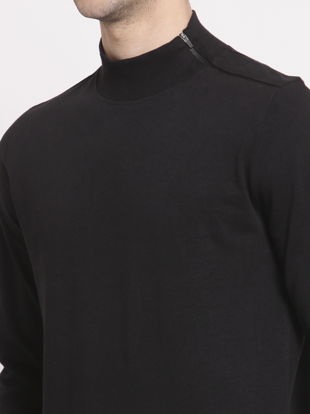 YOONOY | Men's Black Cotton Solid Sweatshirts 4