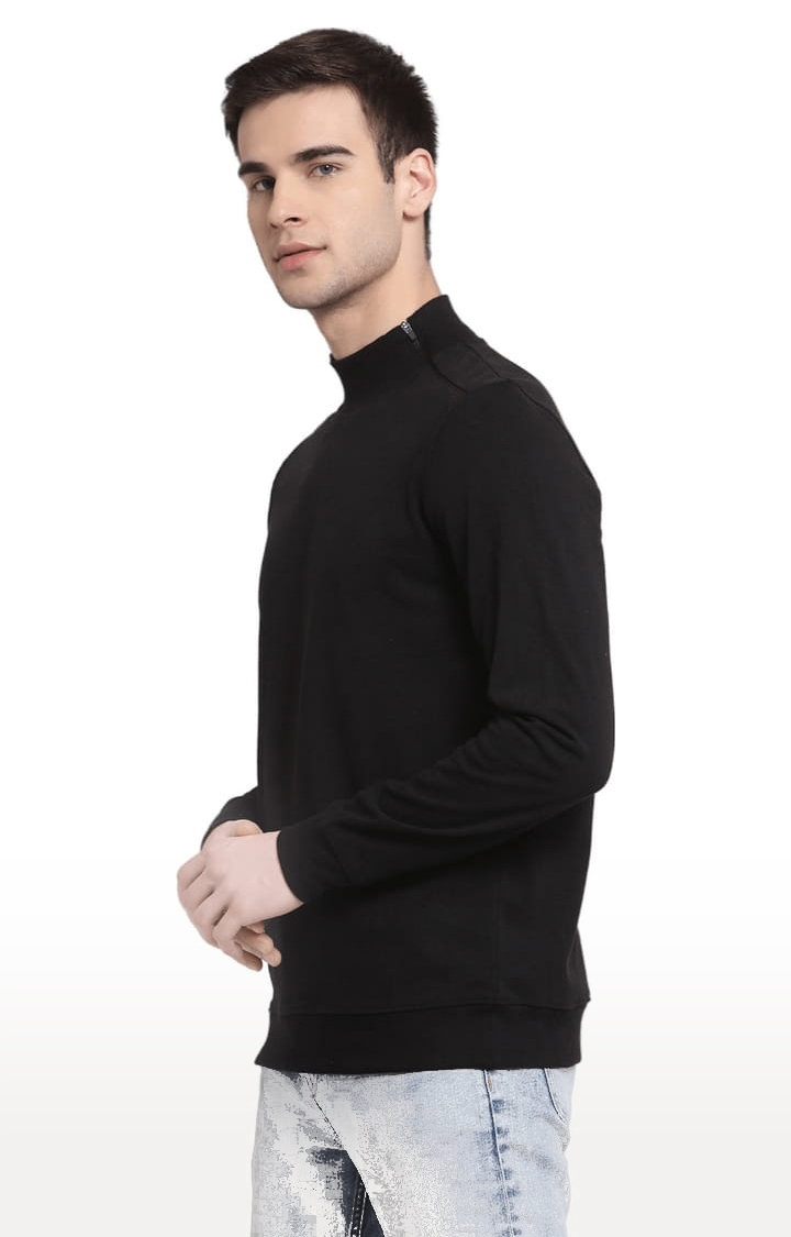 YOONOY | Men's Black Cotton Solid Sweatshirts 3