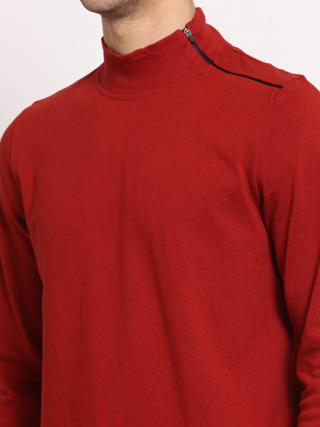 YOONOY | Men's Red Cotton Solid Sweatshirts 4