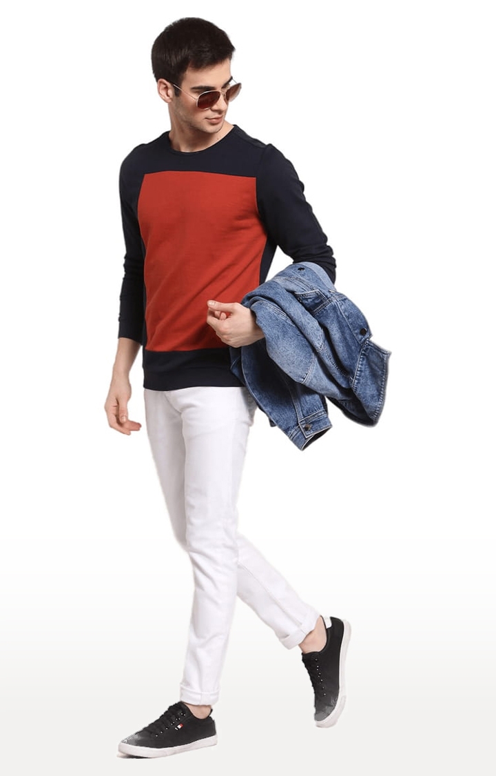 YOONOY | Men's Black & Red Cotton Colourblock Sweatshirts 1