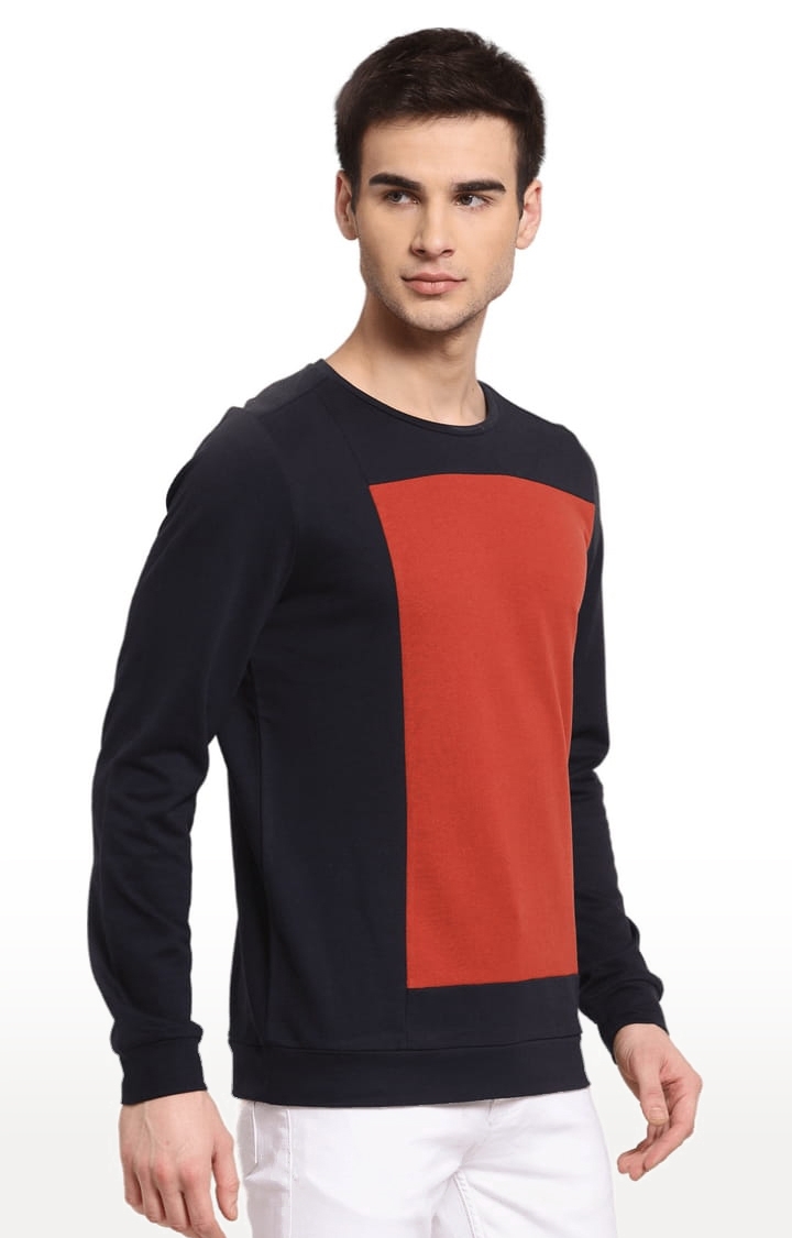 YOONOY | Men's Black & Red Cotton Colourblock Sweatshirts 3