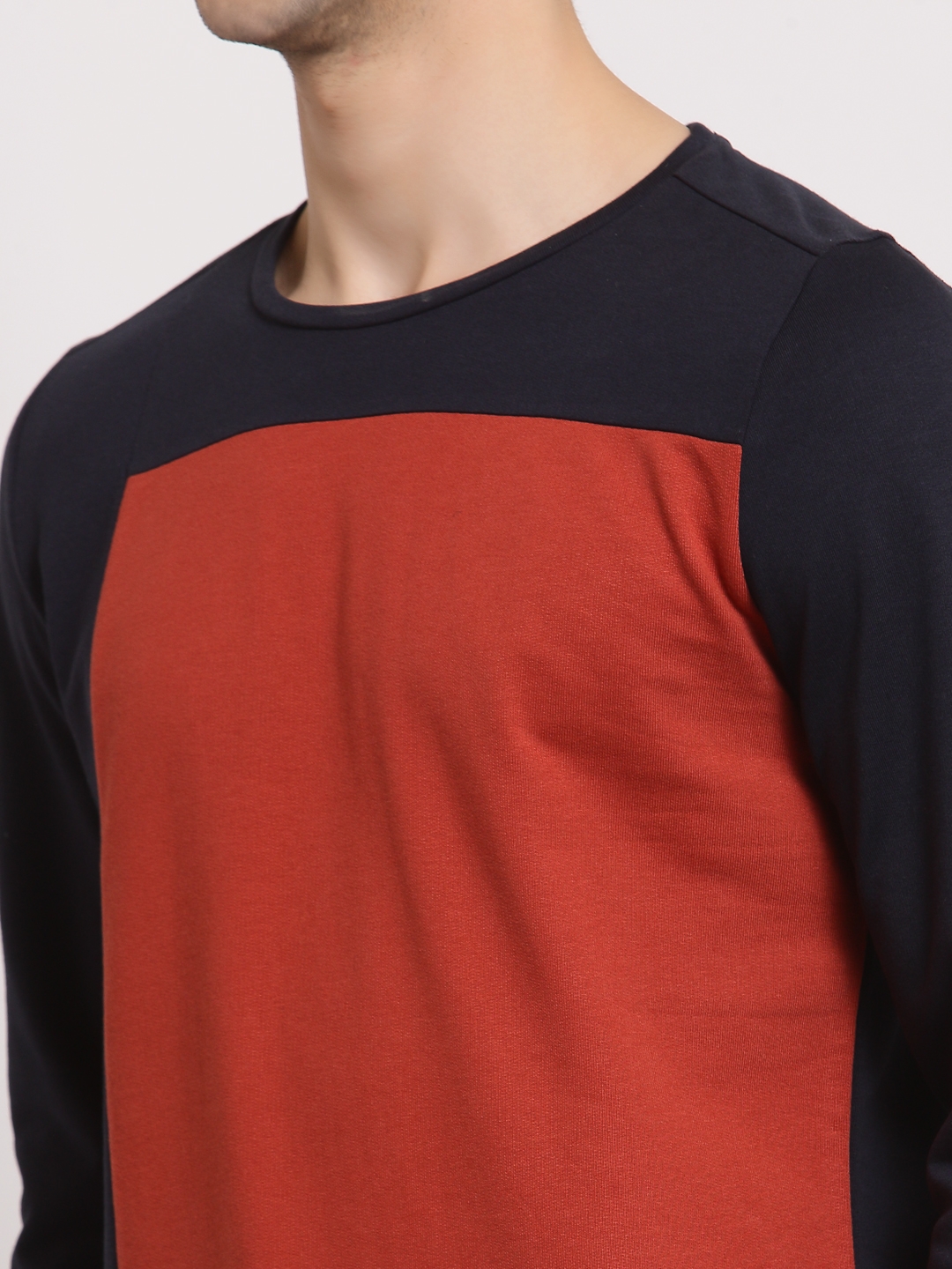 YOONOY | Men's Black & Red Cotton Colourblock Sweatshirts 4
