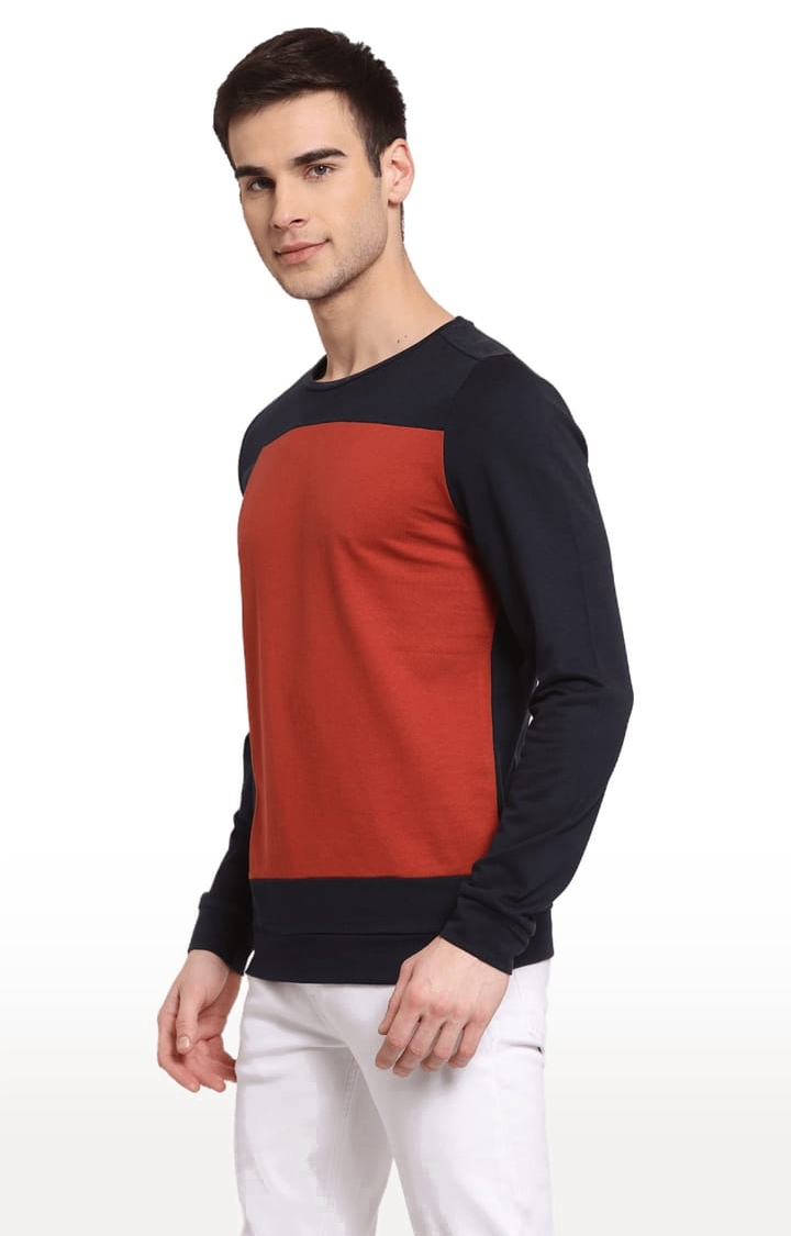 YOONOY | Men's Black & Red Cotton Colourblock Sweatshirts 2