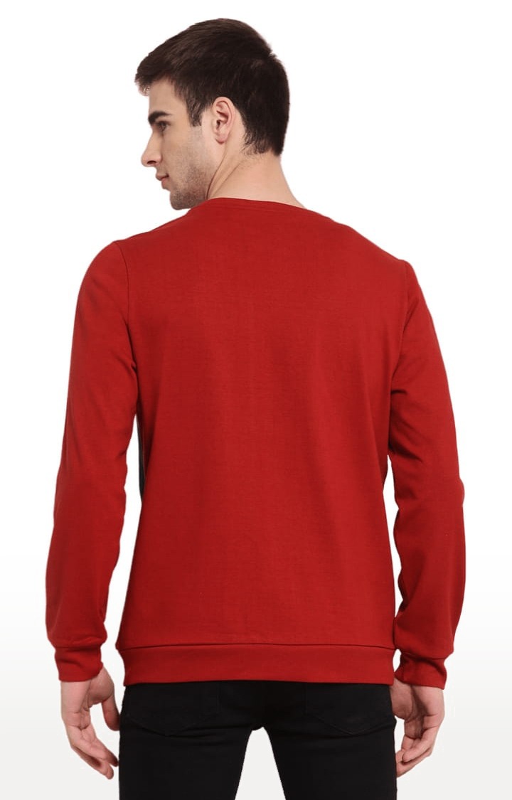 Men's Red & Navy Cotton Colourblock Sweatshirts