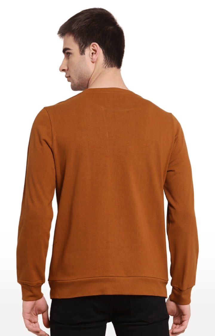YOONOY | Men's Brown Cotton Colourblock Sweatshirts 3