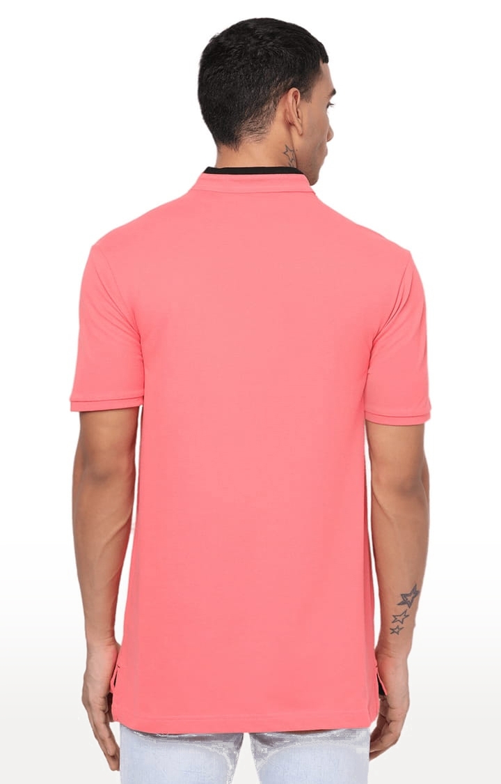 YOONOY | Men's Peach Cotton Solid Regular T-Shirt 3