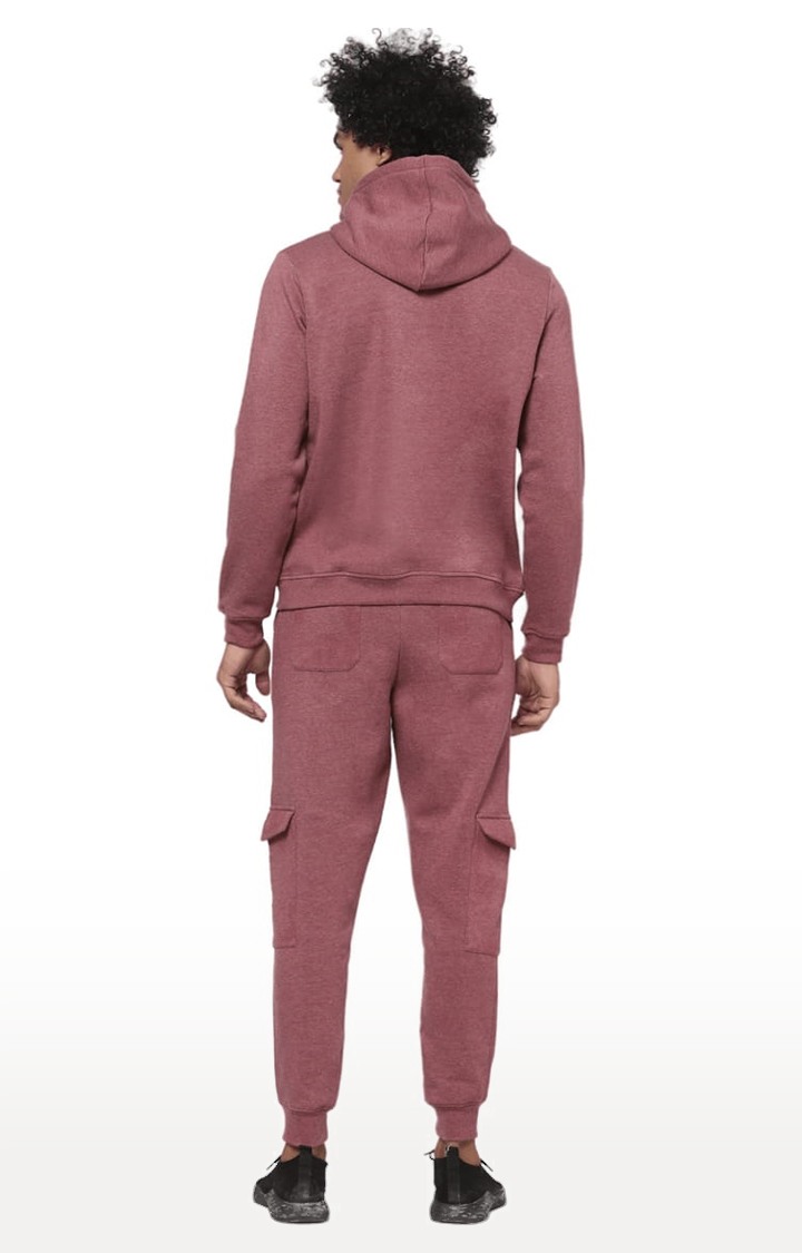 Men's Maroon Cotton Solid Tracksuit