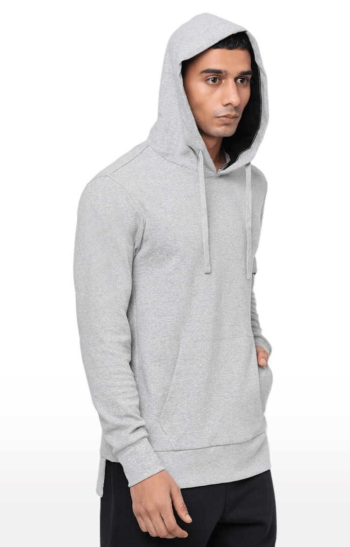 Men's Grey Cotton Melange Hoodie