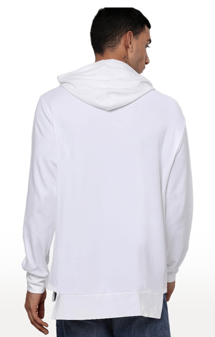 YOONOY | Men's White Cotton Solid Hoodie 4