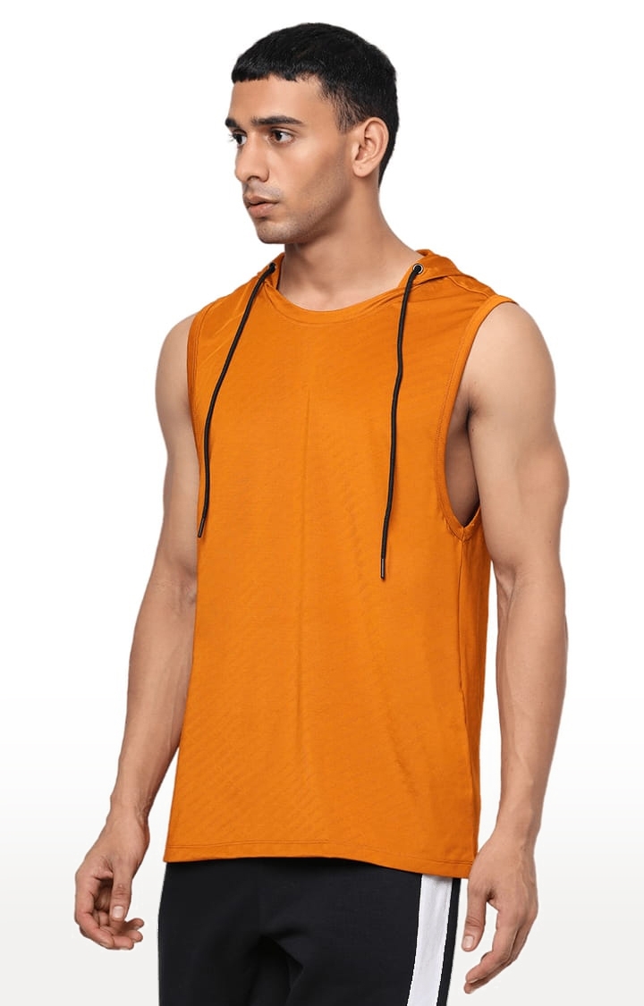 YOONOY | Men's Orange Knit Textured Vests 2