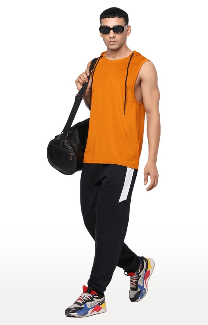 YOONOY | Men's Orange Knit Textured Vests 1