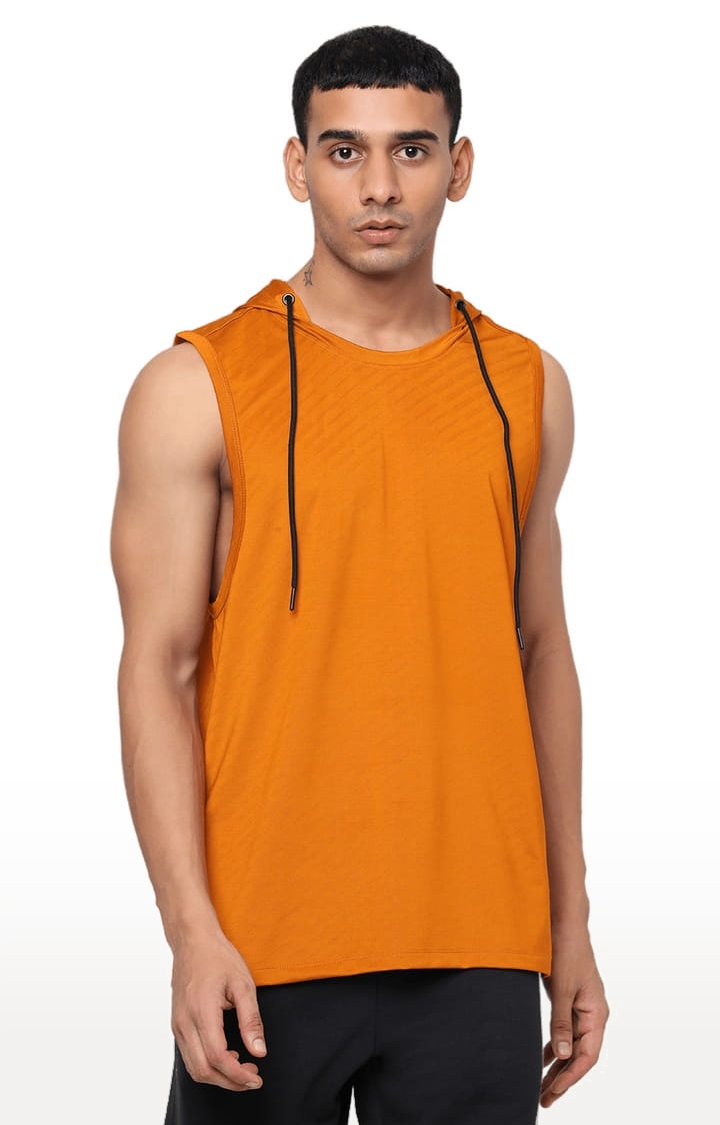 YOONOY | Men's Orange Knit Textured Vests 0