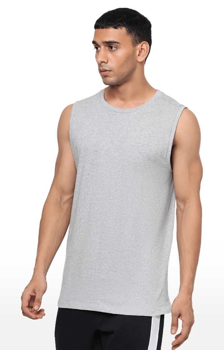 YOONOY | Men's Grey Knit Solid Vests 0