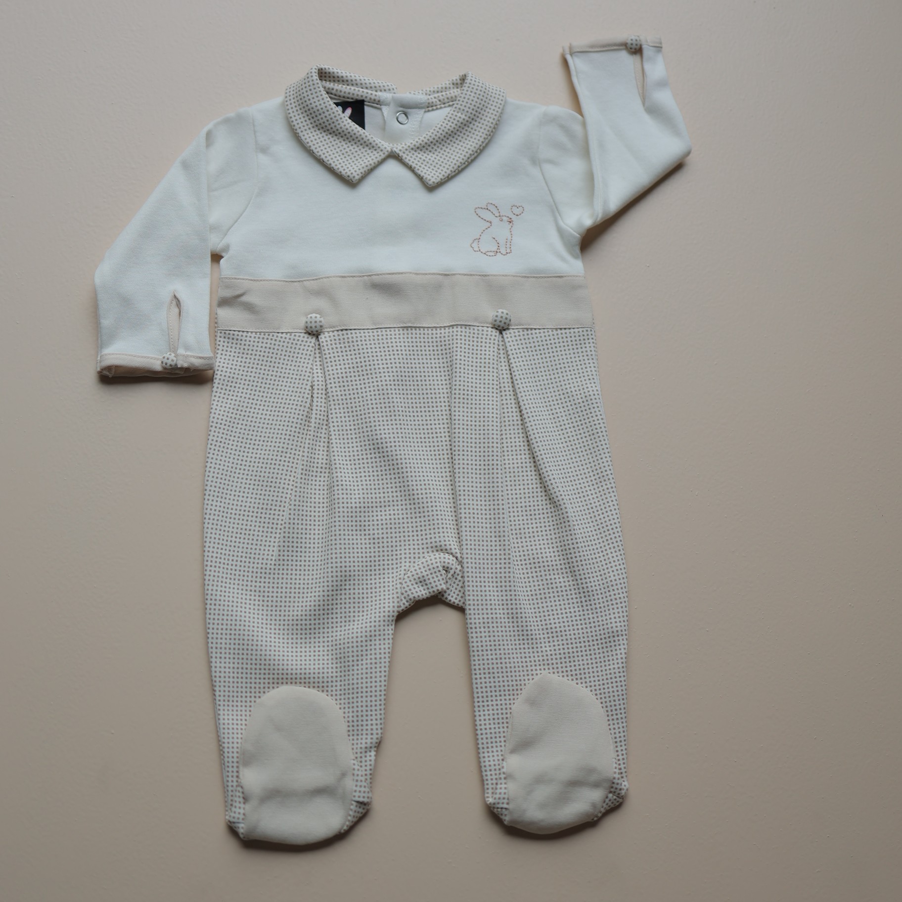 Beige Bunny Love Baby Romper