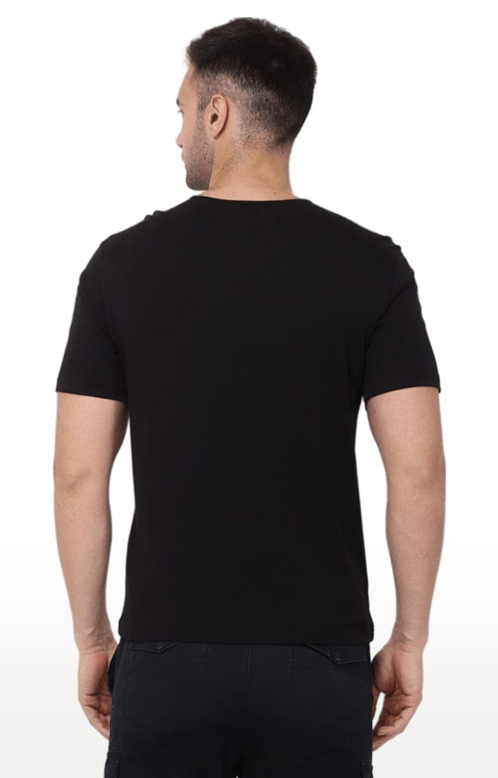 YOONOY | Men's Grey and Black Cotton Colourblock Regular T-Shirt 4