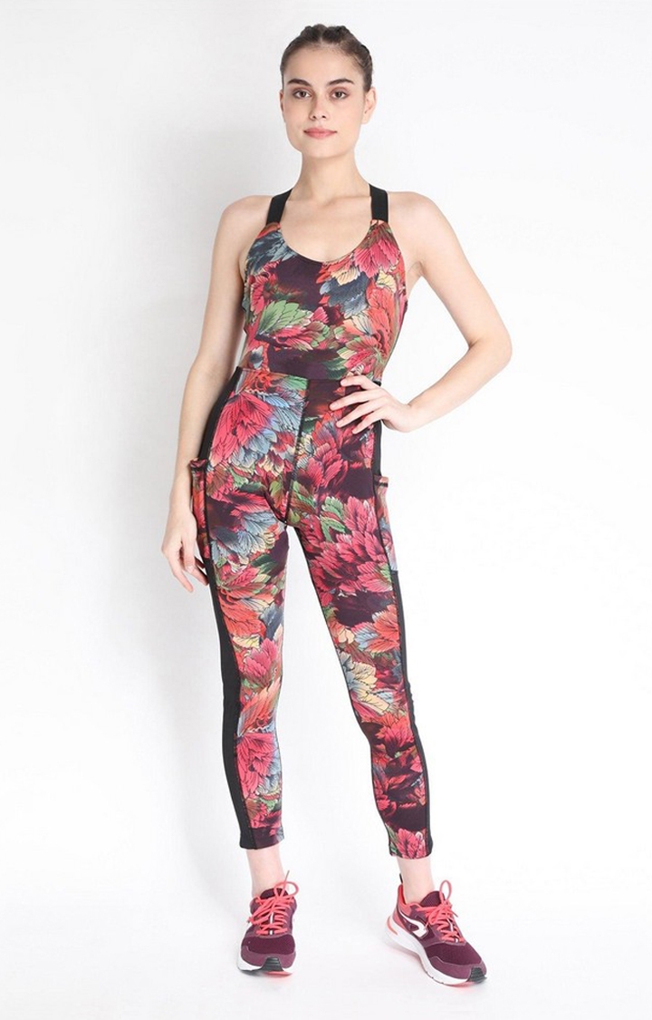 CHKOKKO | Women's Multicolor Floral Polyester Jumpsuits