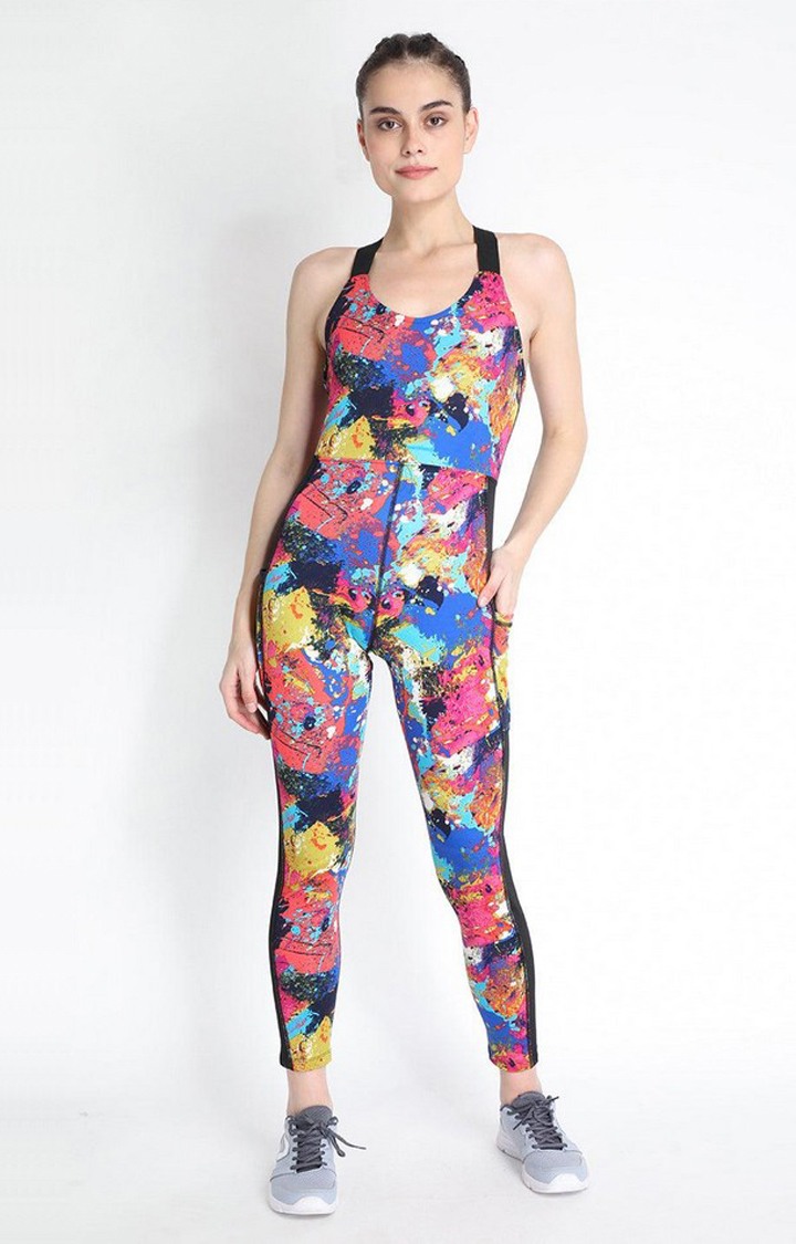 CHKOKKO | Women's Multicolor Printed Polyester Jumpsuits