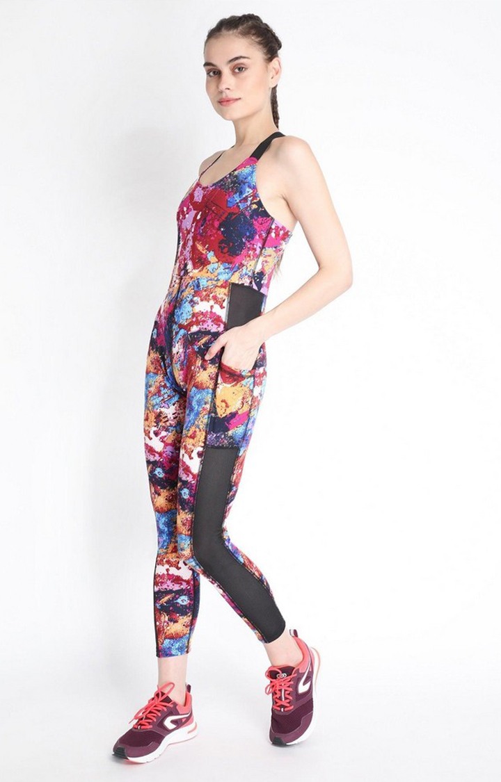 Women's Multicolor Printed Polyester Jumpsuits