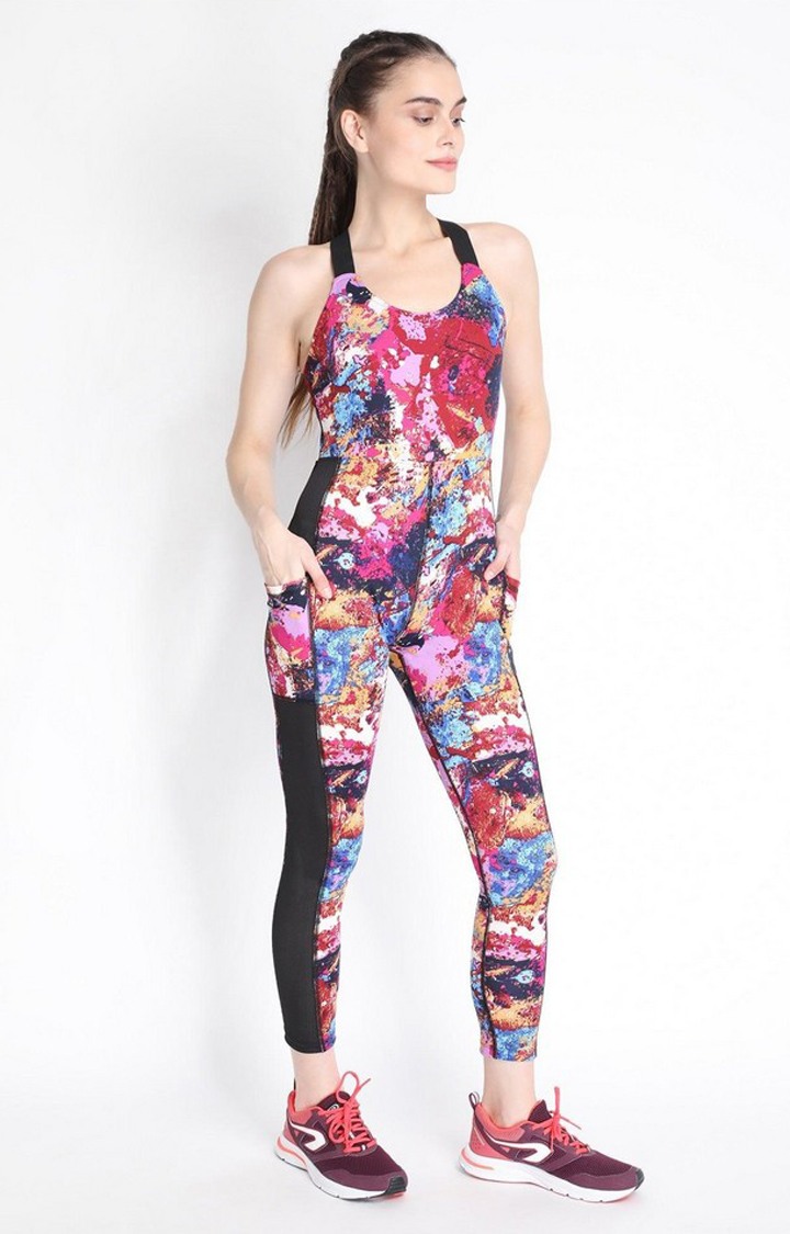 Women's Multicolor Printed Polyester Jumpsuits