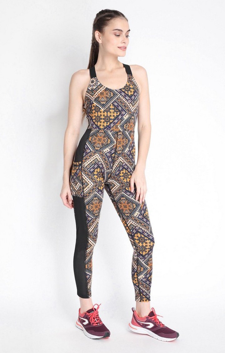 Women's Multicolor Printed Polyester Jumpsuits