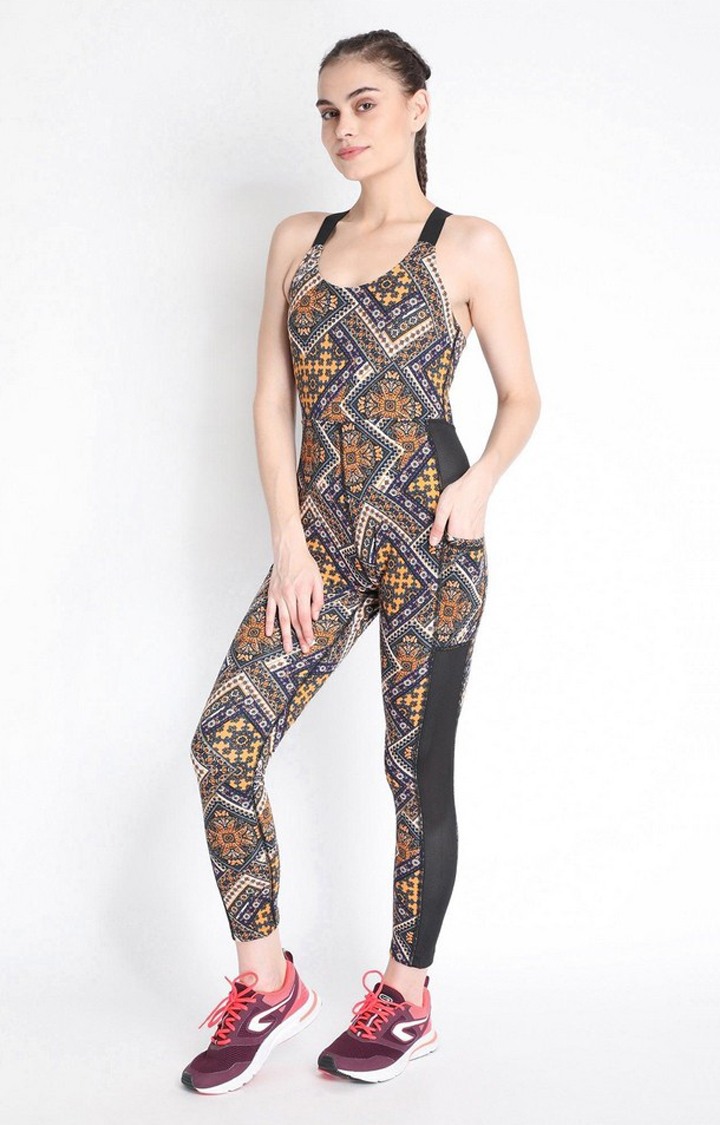 Women's Multicolor Printed Polyester Jumpsuits