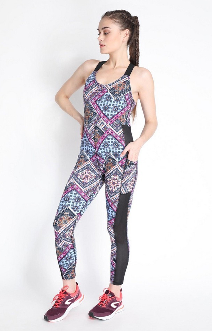 Women's Multicolor Printed Polyester Jumpsuits
