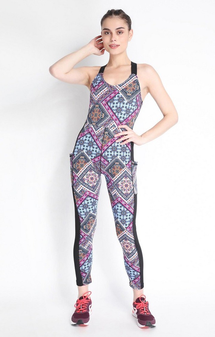 CHKOKKO | Women's Multicolor Printed Polyester Jumpsuits