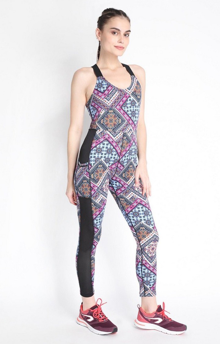 Women's Multicolor Printed Polyester Jumpsuits