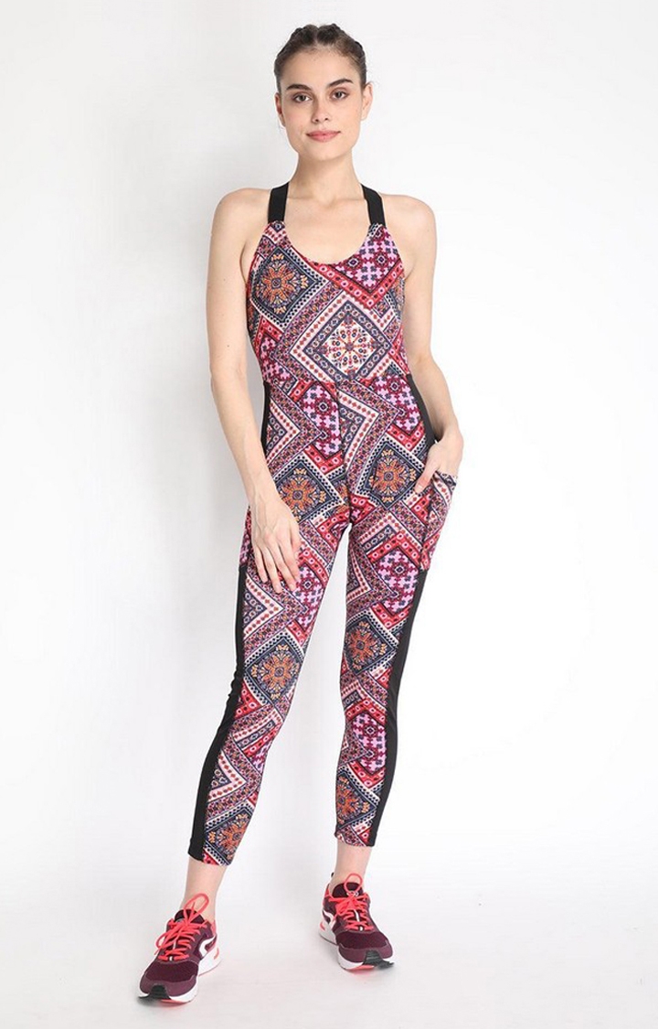 CHKOKKO | Women's Multicolor Printed Polyester Jumpsuits 0