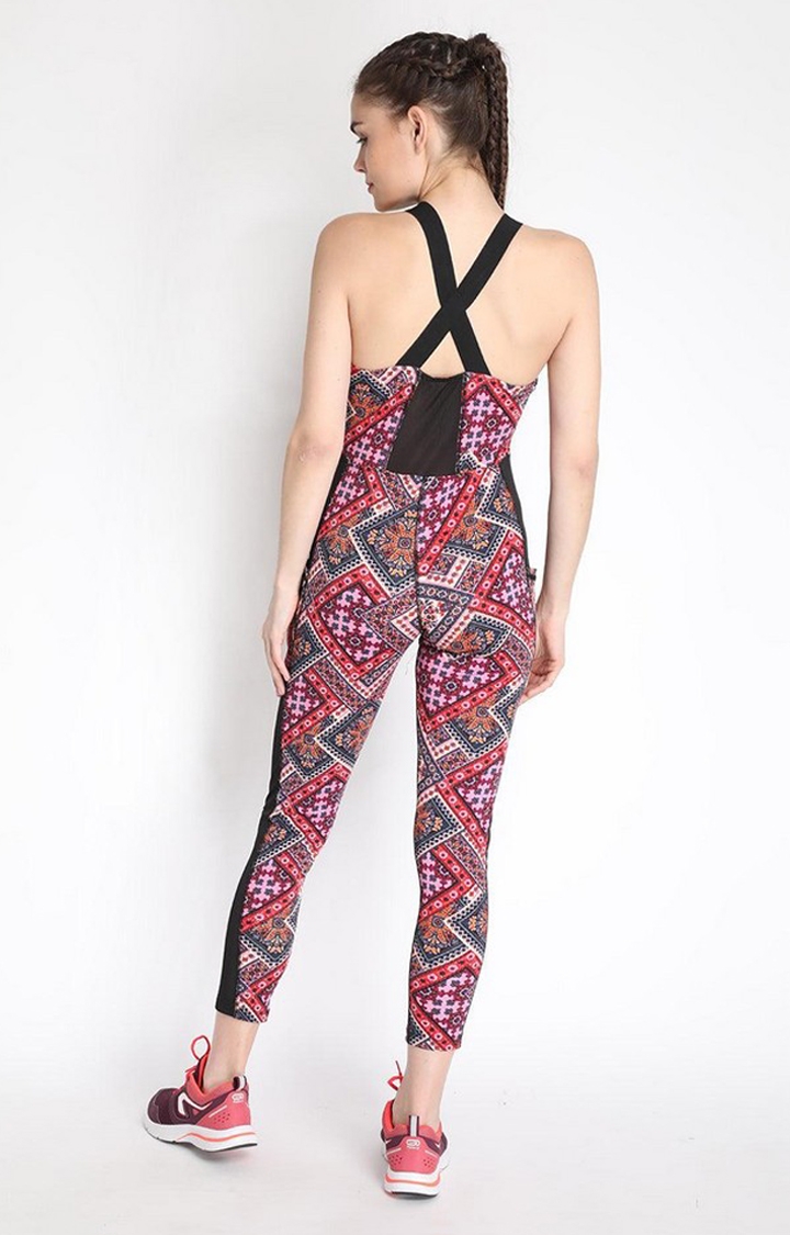 CHKOKKO | Women's Multicolor Printed Polyester Jumpsuits 3