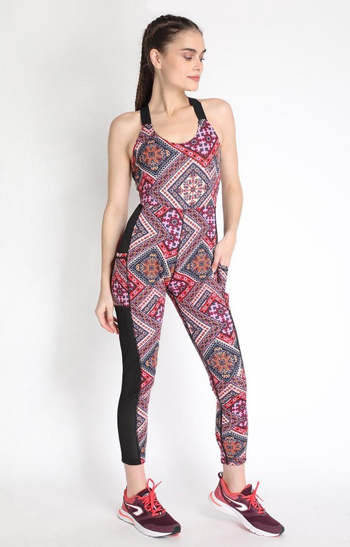CHKOKKO | Women's Multicolor Printed Polyester Jumpsuits 1