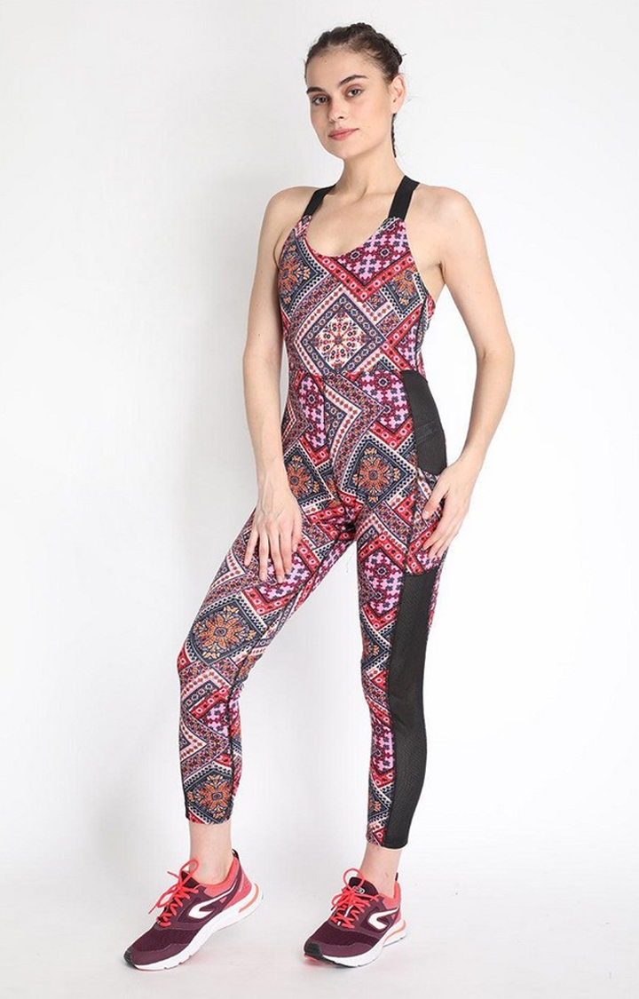 CHKOKKO | Women's Multicolor Printed Polyester Jumpsuits 2