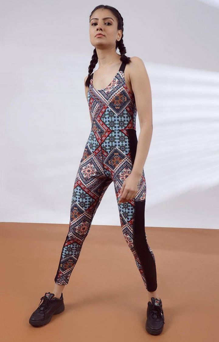 CHKOKKO | Women's Multicolor Printed Polyester Jumpsuits