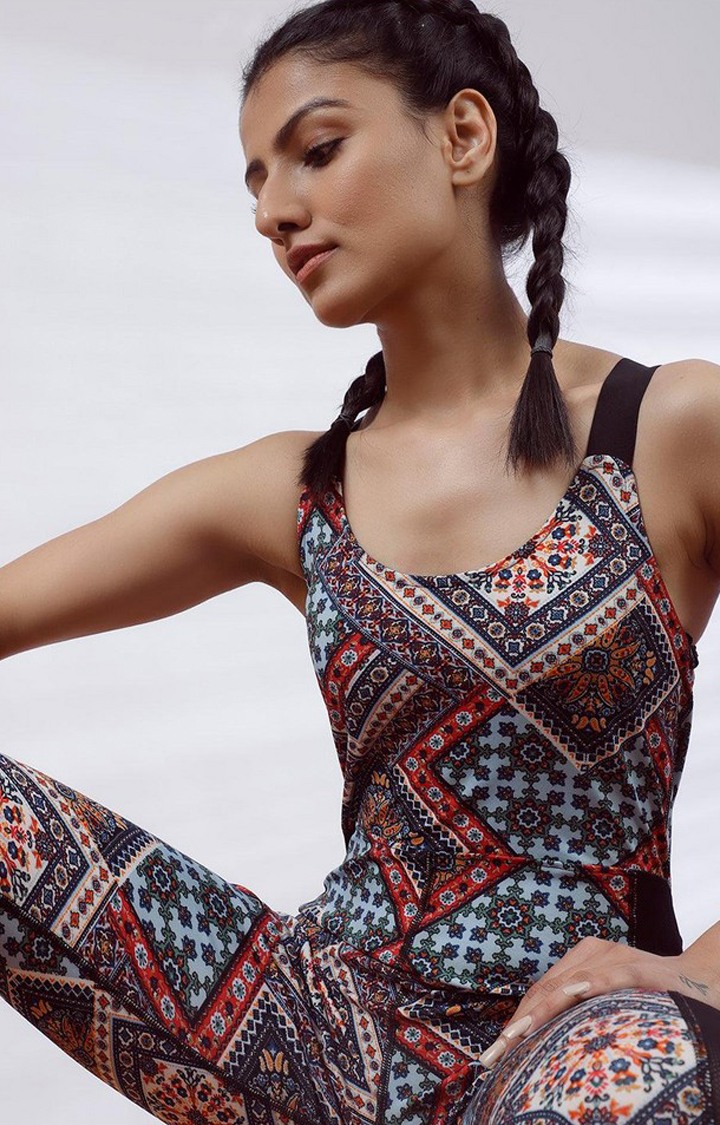 Women's Multicolor Printed Polyester Jumpsuits
