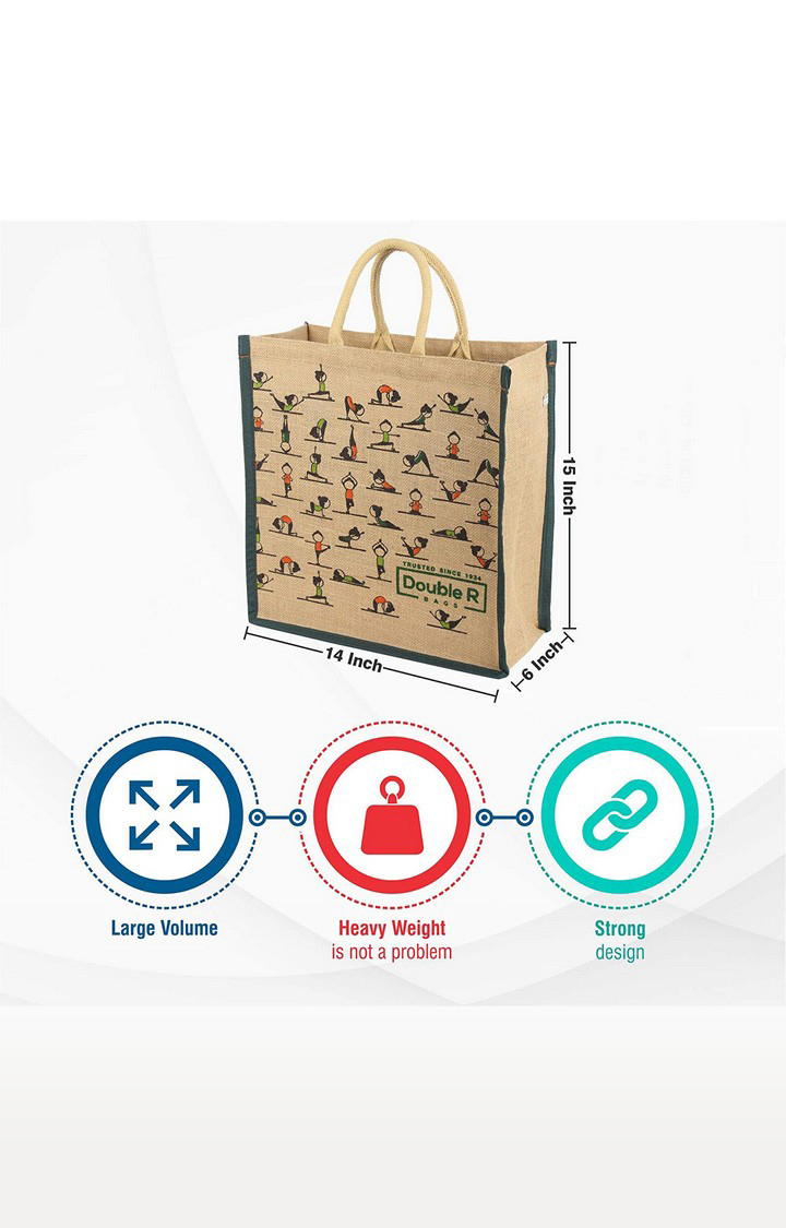 Double R Bags Double R Bags Eco Reusable Yoga Print Jute Bags For Carry Milk Grocery ...