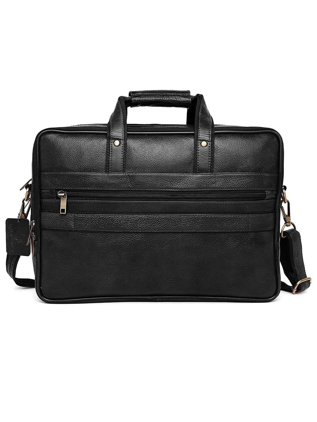 WildHorn 100 Genuine Leather Black Laptop Bag for Men