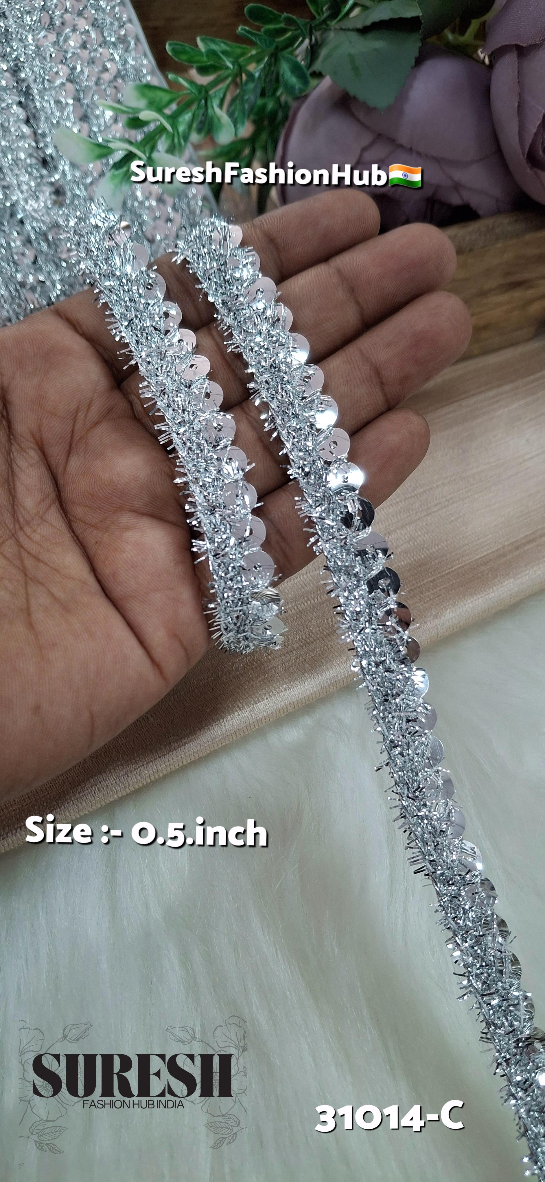 Silver Sequin Fringe Jhalar Lace