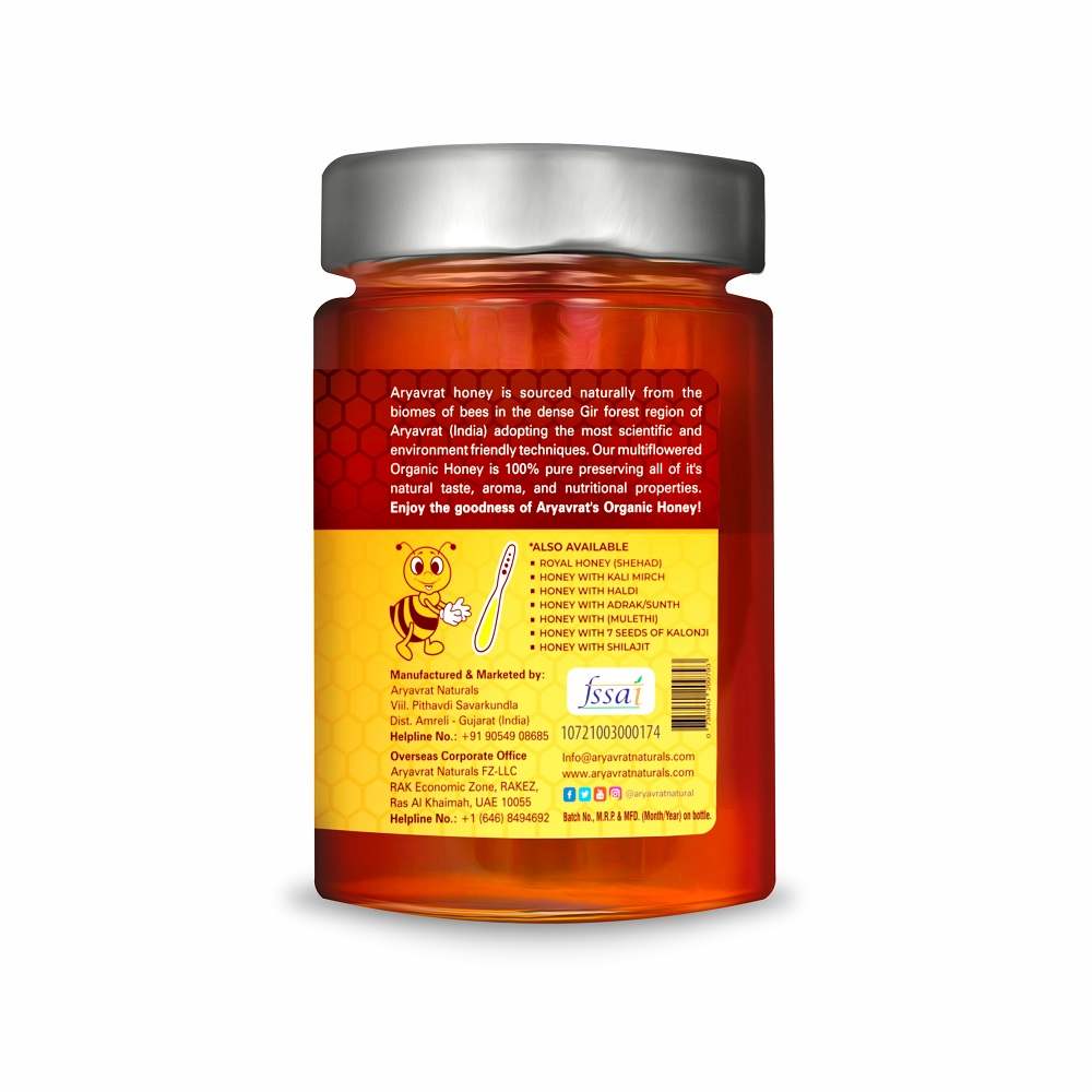Aryavrat Naturals Organic-Raw Honey 500 Gram I 100% Pure Organic and Natural