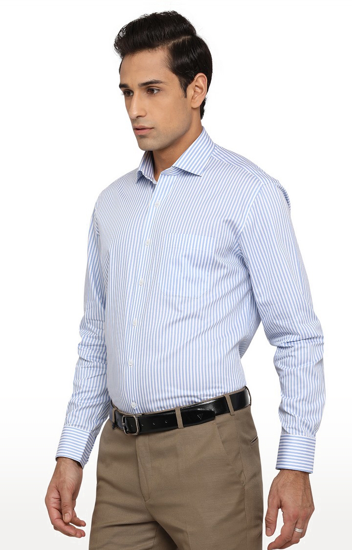 JadeBlue | Men's Blue Cotton Striped Formal Shirts 1
