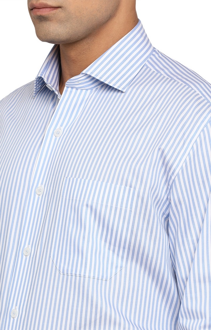 JadeBlue | Men's Blue Cotton Striped Formal Shirts 3