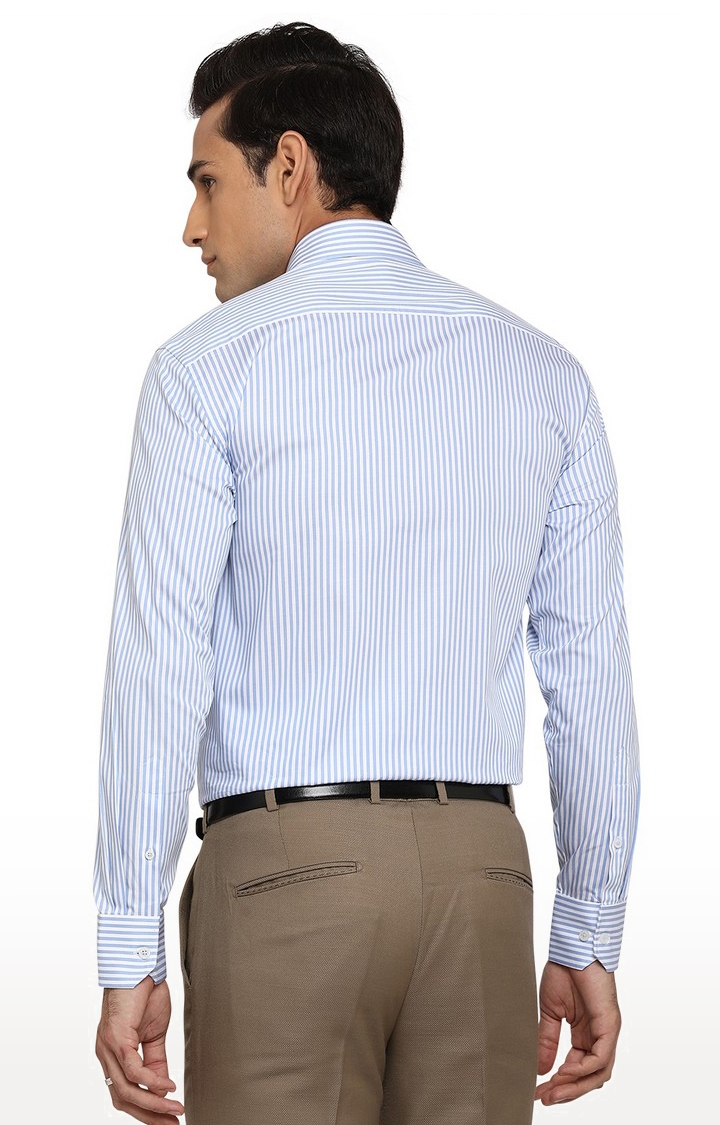 JadeBlue | Men's Blue Cotton Striped Formal Shirts 2