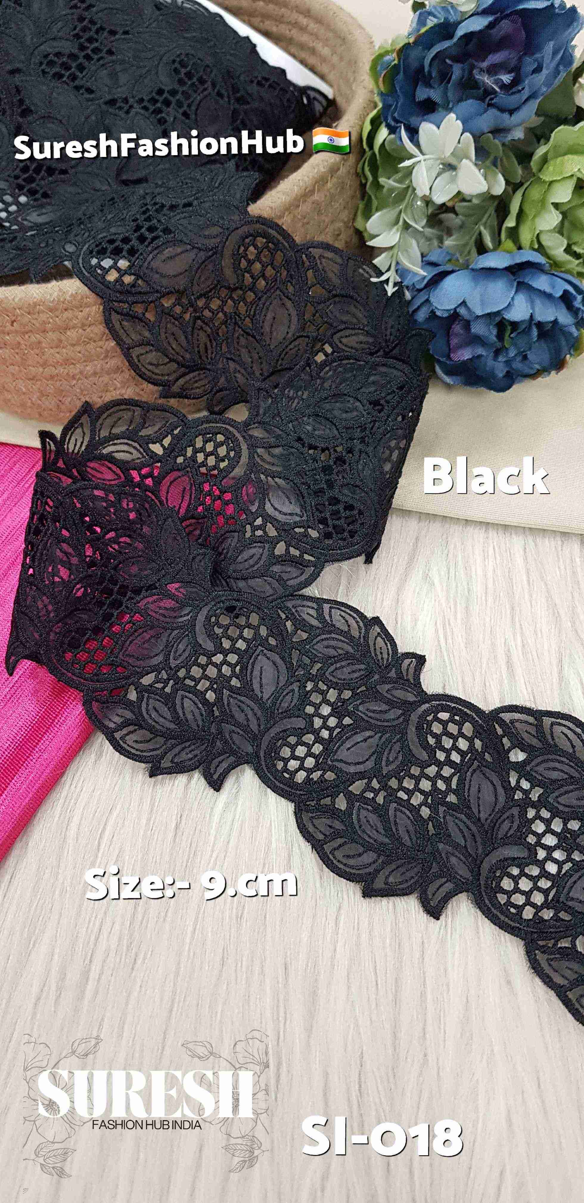 Imperial Bloom Black Organza Lace