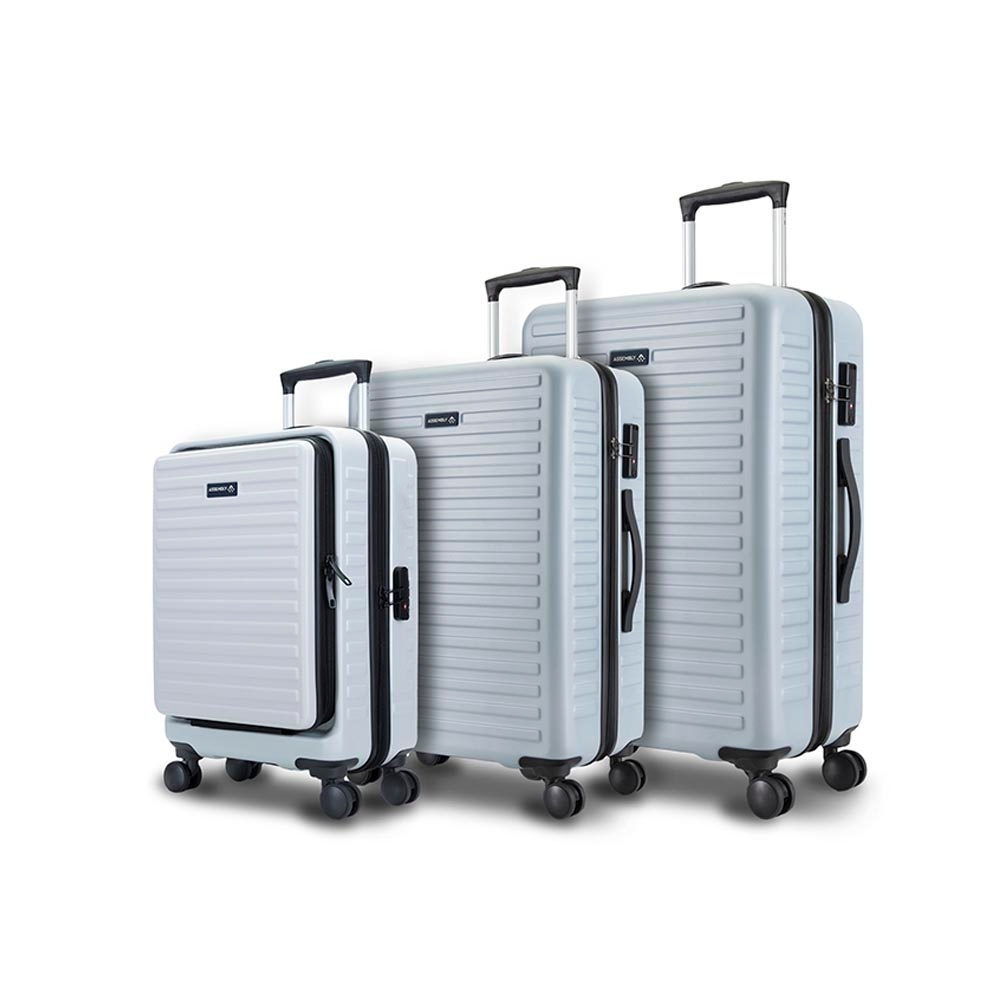 Set of 3 Hard Luggage - 28 inch, 24 inch and 20 inch Suitcase Trolley- White