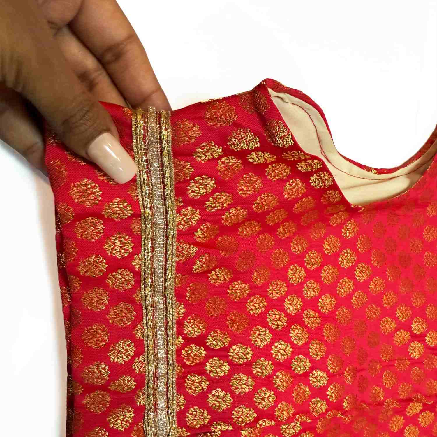 Pawsindia Traditional Royal Brocade Kurta  for Cats, Red | Ethnic Festive Wear
