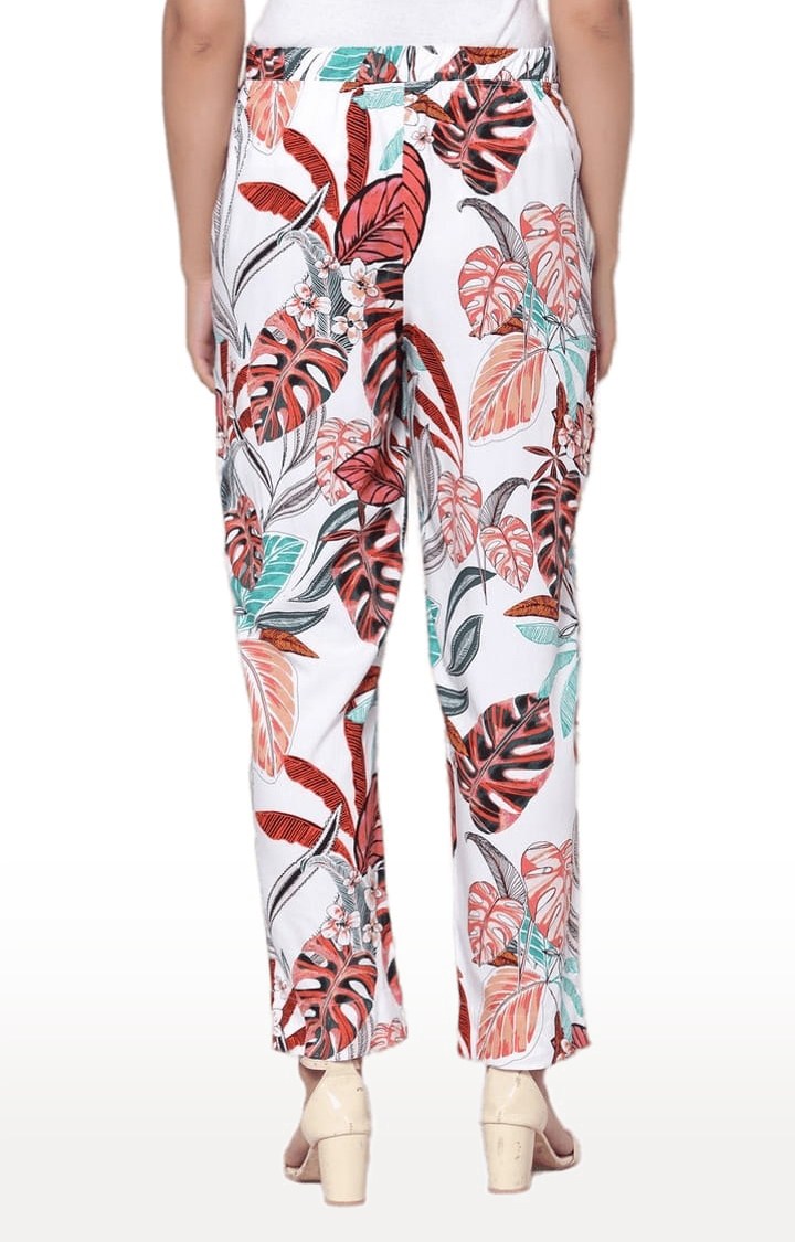 YOONOY | Women's Multicolour Cotton Blend Tropical Casual Pant 3