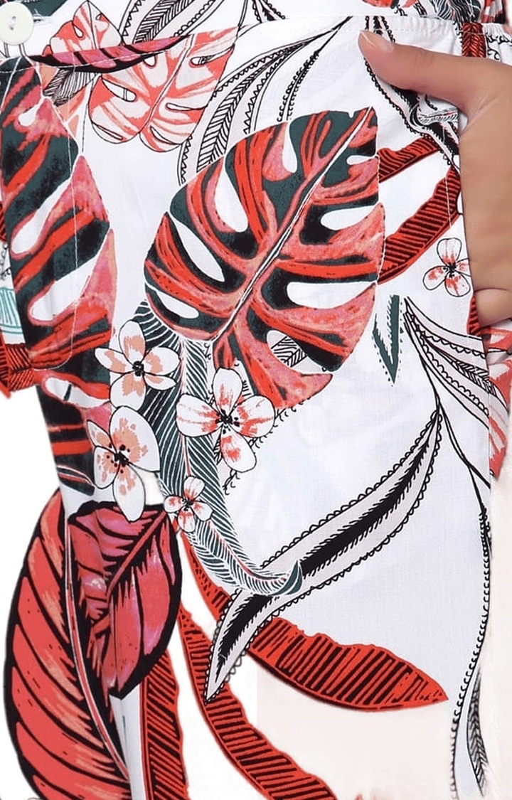 YOONOY | Women's Multicolour Cotton Blend Tropical Casual Pant 4
