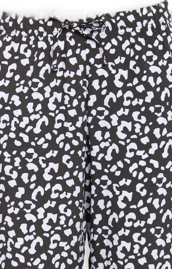 YOONOY | Women's Black and White Printed Pyjamas 4