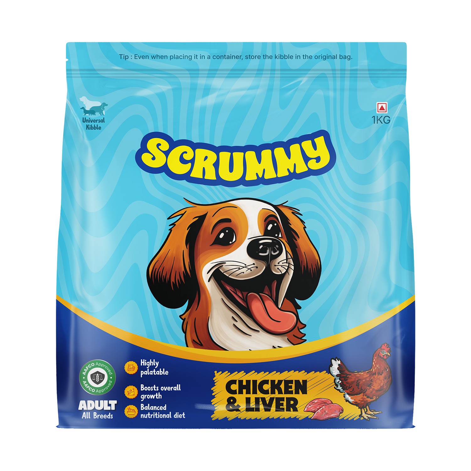Scrummy Chicken and Liver Adult All Breeds Kibble Dry Food for Dogs